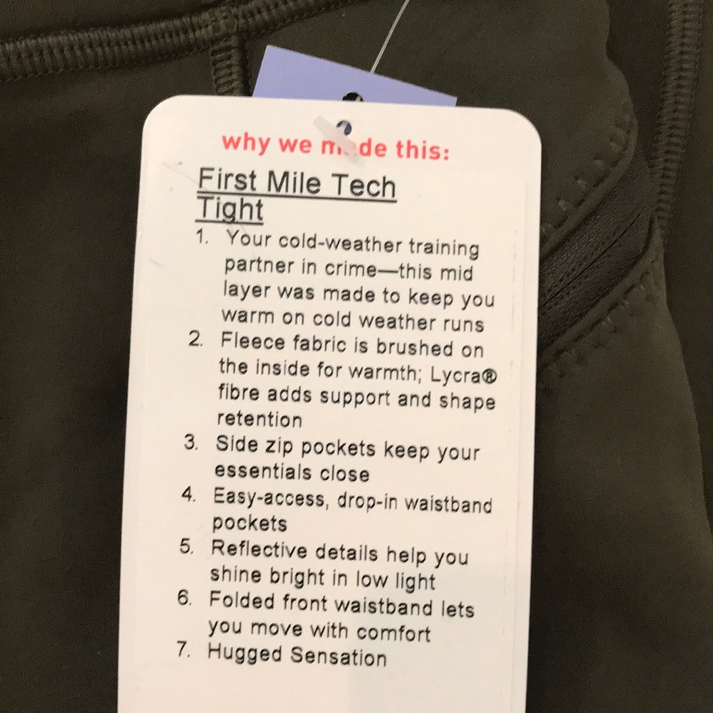 NWT MILT GREEN LULULEMON FIRST MILE TECH TIGHT - 4 - Picture 5 of 8